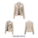 Red Leather Jacket Beaded Leather Women's Long Sleeve Lapel Motorcycle Clothing