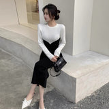 Women Maxi Dress Autumn Winter Long Dress Slim Knit Dress