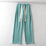 Women Sweatpants Smiling Face Embroidery Loose Wide Leg Pants Casual Sweatpants