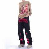 Men Jeans XINGX Paste Cloth Embroidery Jeans Retro Hip Hop Straight Loose Trousers