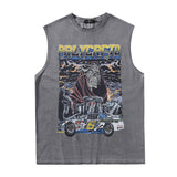 Men Vest Vintage Punk & Rock round Neck Sleeveless Vest