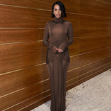 Women Dresses Spring Turtleneck Long Sleeve Long Slim Fit Dress
