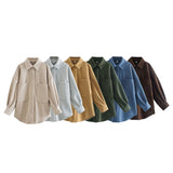 Women Jacket Autumn and Winter Pocket Loose Woolen Coat