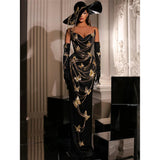 Women Dresses Elegant Party Dress Embroidered Butterfly Bead Necklace Dress (Ont0408)