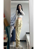 Men Jeans Khaki Splash-Ink Embroidered Jeans Straight-Leg Pants