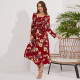 Women Date Dress Autumn and Winter round Neck Dress