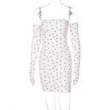 Women Dresses Spring Black Heart Printing Oversleeves Dress