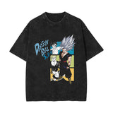 Washed vintage short-sleeved T-shirt oversize