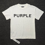 Purple Brand T Shirts Casual Short Sleeve Loose round Neck Letter White T-shirt