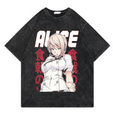Washed retro t-shirt street print graphic casual