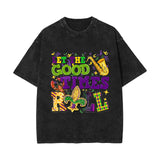 Mardi Gras Carnival, washed and made old vintage short-sleeved T-shirts