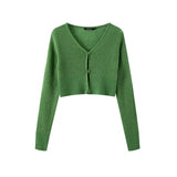 Women Sweater Knitwear Mohair Micro-Transparent Knitted Cardigan Spring Sexy V-neck Short Single-Breasted Top