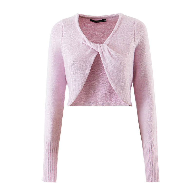 Women Sweater Knitwear Sexy Knitted Top for Women Autumn Short Long-Sleeved Sweater