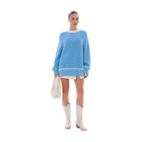 Women Knitted Sweater Spring and Autumn Loose Side Slit Sweater Sweater Coat for Women