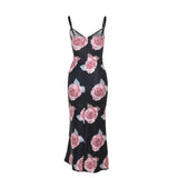 Women Dresses Summer Slim Fit Long Dress Casual Flowers Printing Slip Dress
