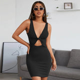 Women Dress Slim Fit Skirt V-neck Sexy Dress