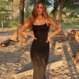 Women Dresses Summer Sexy Backless Slim Fit Split Sling Dress