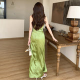 Women Dresses Satin Dress Retro Style Suspender Skirt (Csm202403)
