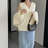 Women Knitted Two-Piece Set Autumn Two-Piece Solid Color Short Vest Top Suit Z809