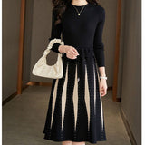 Women Knitwear Spring and Autumn Long Lace-up Sweater Slim Knit Dress