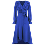 Women Date Dress Winter V-neck Dress Mid-Length Dress