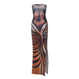 Women Dresses Sexy Slim Fit Slit Long Dress