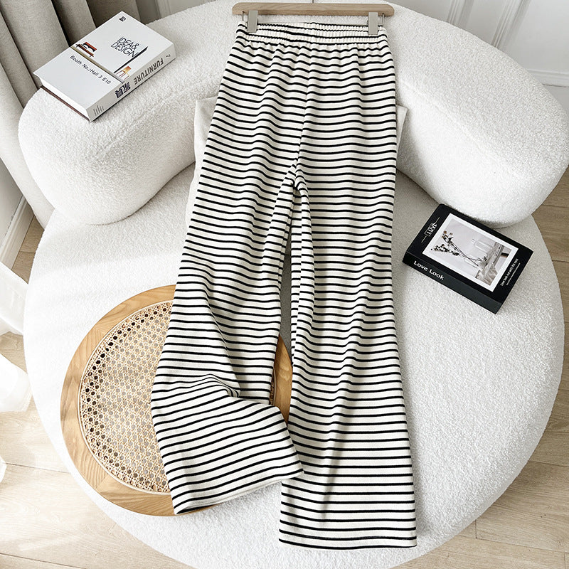 Women Sweatpants Striped Wide-Leg Pants Straight Casual Pants