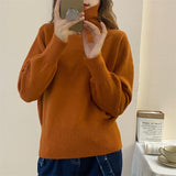 Women Knitted Pullover Turtleneck Sweater Vintage Loose Autumn Winter Coat