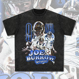 Mens Vintage baseball T-Shirt Jobro football vintage print short-sleeved T-shirt washed loose top