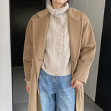 Women Cardigan Sweater Autumn Turtleneck Lapel Sweater Cardigan Loose Button 3ty942