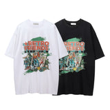 Men Vintage T-shirt Cartoon Fun Printed Short Sleeve T-shirt