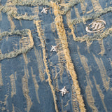 Women Jacket Denim Jacket XINGX Button Cardigan Long Sleeve Jacket