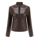 Red Leather Jacket Autumn and Winter Leisure Leather Motorcycle Jacket