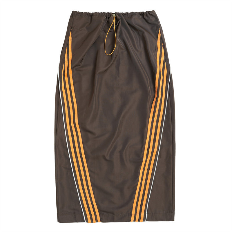 Women Long Skirt Reflective Striped Midi Skirt Split Casual Skirt