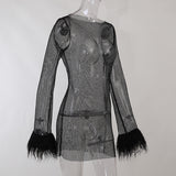 Women Dresses Mesh Dress Sexy Dress (Bla0420)