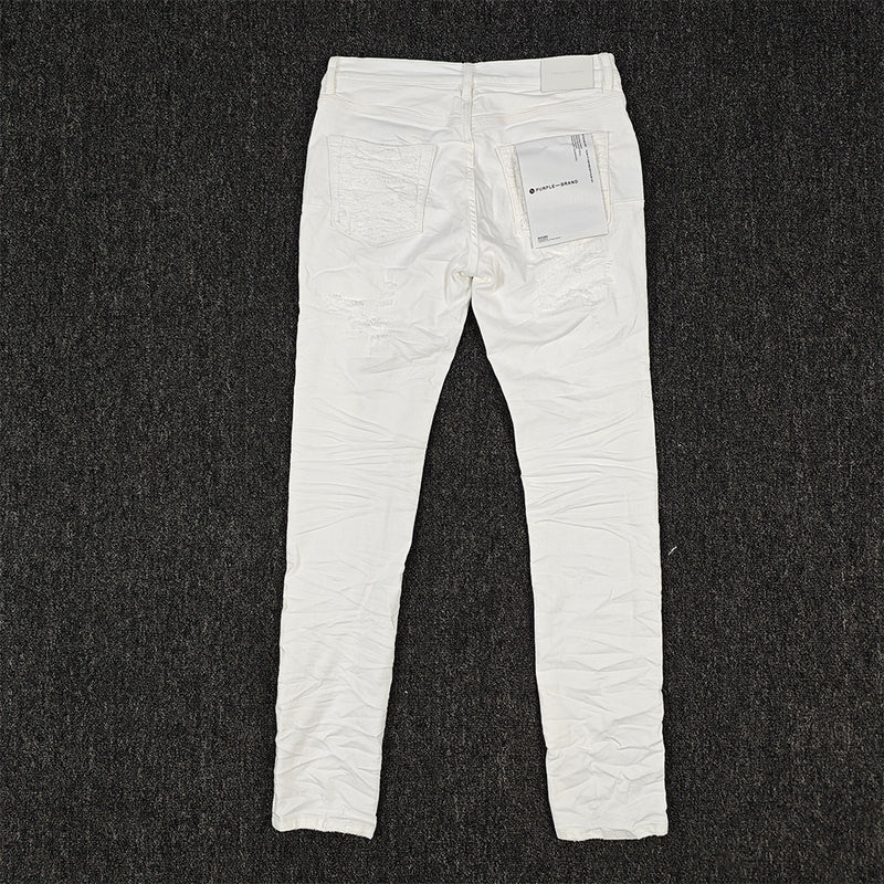 Purple Brand Jeans Slim-Fit Stretch Ripped Vintage White Jeans