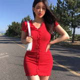 Women Dresses V-neck Short Sleeve Dress Short Skirt Sexy