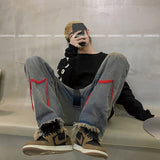 Men Jeans Hiphop Loose Straight Wide Leg Pants