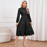 Women Date Dress Stand-up Collar Bowknot Dress Autumn and Winter