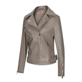 Red Leather Jacket Fall Winter Coat Women Pu Lapel Short Slim Jacket Women