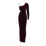 Women Dresses Winter Sexy Cutout One Shoulder Dress