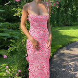 Women Dresses Spring Sexy Slim Fit Backless Strap Floral Dress