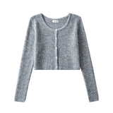 Women Sweater Knitwear Single-Breasted Knitted Cardigan for Women Autumn Short Long Sleeve Top