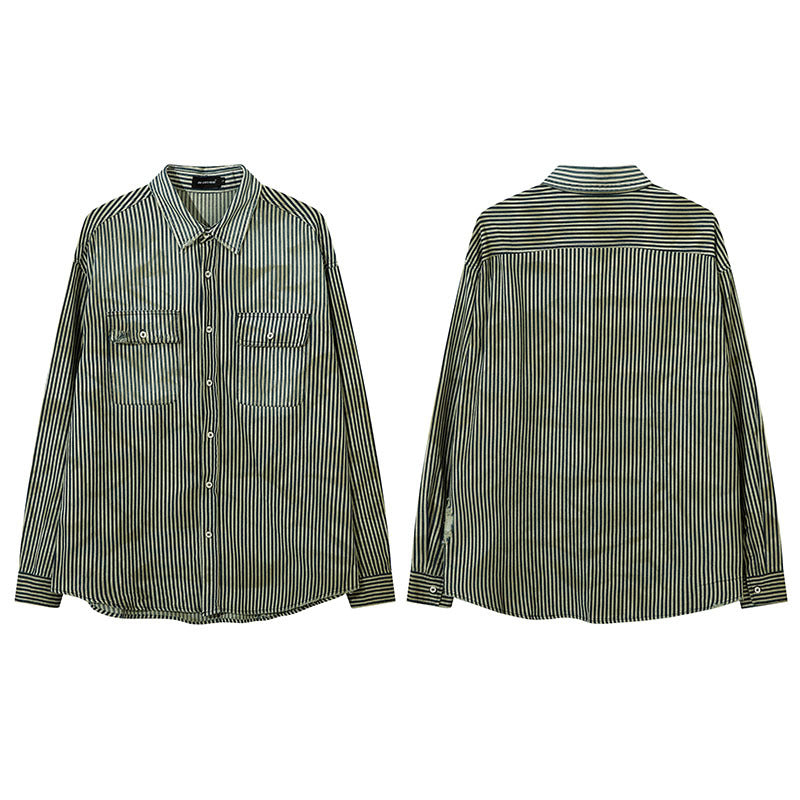 Unisex Vintage Shirt with Vertical Stripes