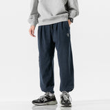 Men Pants Retro Drawstring Pocket Zipper Casual Polar Fleece Sweatpants