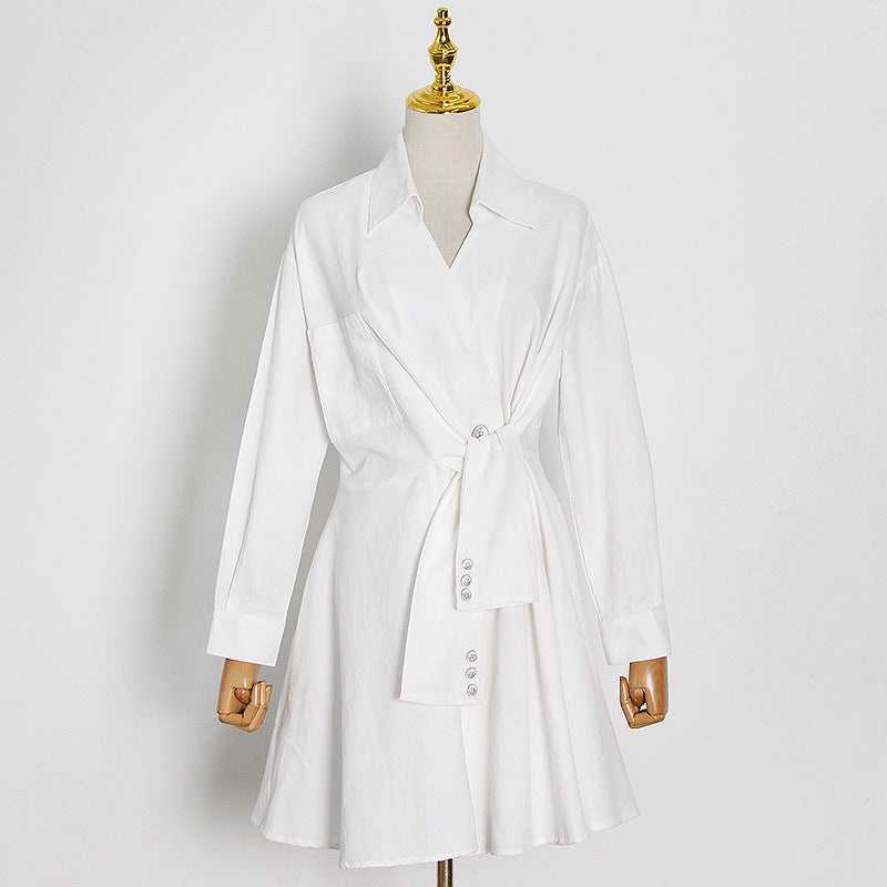 Women Dresses Short Skirt Spring Shirt Dress (Qymy0409)