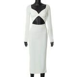 Women Dresses Fall Hollow Backless Dress (Bla0420)