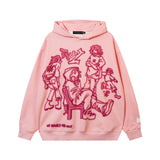 Men Hoodie Hip Hop Cartoon Graffiti Hoodie Men's and Women's Retro Casual Hooded Sweater