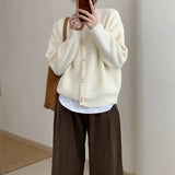 Women Knitwear Autumn and Winter round Neck Sweater Female Loose Knitted Cardigan
