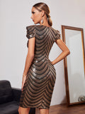 Women's Evening Gown Sexy Retro Sequins Dress Gown